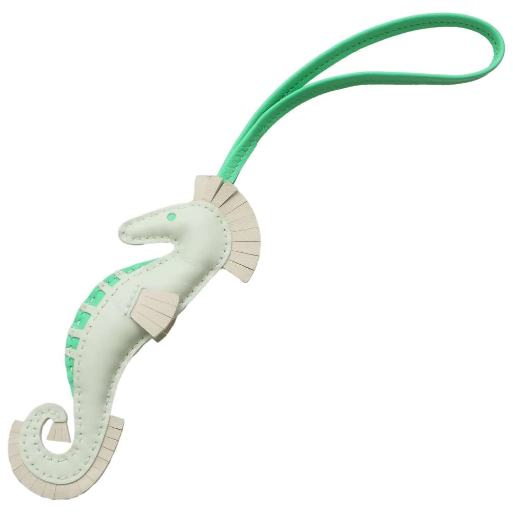 HERMES Ipo Bag Charm Vert Fizz/Vert Comics/Craie Lambskin